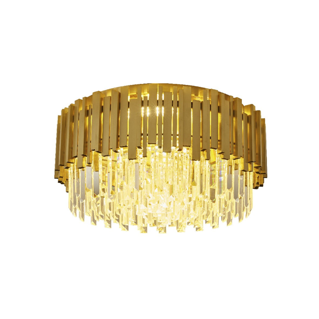 QL9019 400mm Gold 6-Light Round Crystal Traditional Close to Ceiling Fixture