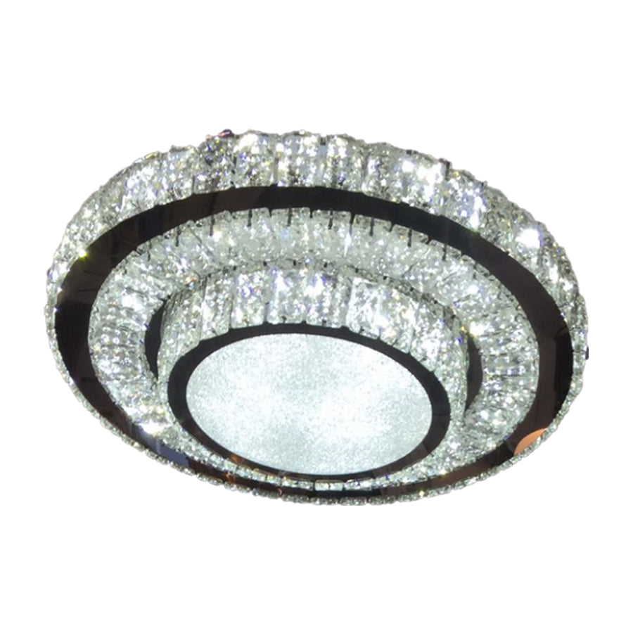 QL9215 600mm Crystal Tiered Remote Controlled Tri-Colour Ceiling Light