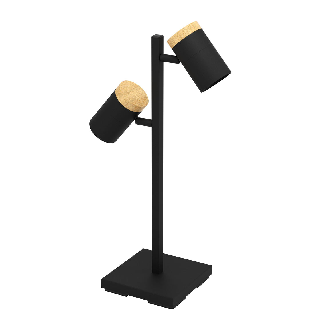 Cartagena 2 Light Black and Timber GU10 Table Lamp