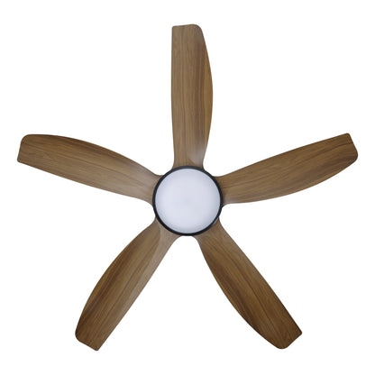 Miami 48"/1220mm 5 Blade Black and Teak with LED DC Motor ABS Ceiling Fan