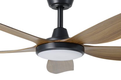Miami 48"/1220mm 5 Blade Black and Teak with LED DC Motor ABS Ceiling Fan