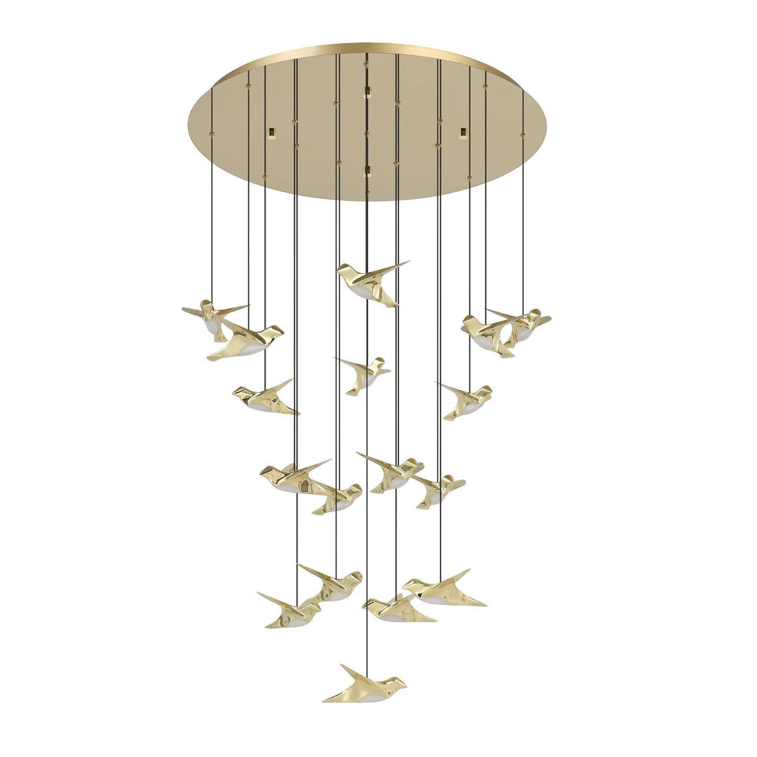 Paratebueno 17 Light Round Brass Bird Contemporary Feature Pendant
