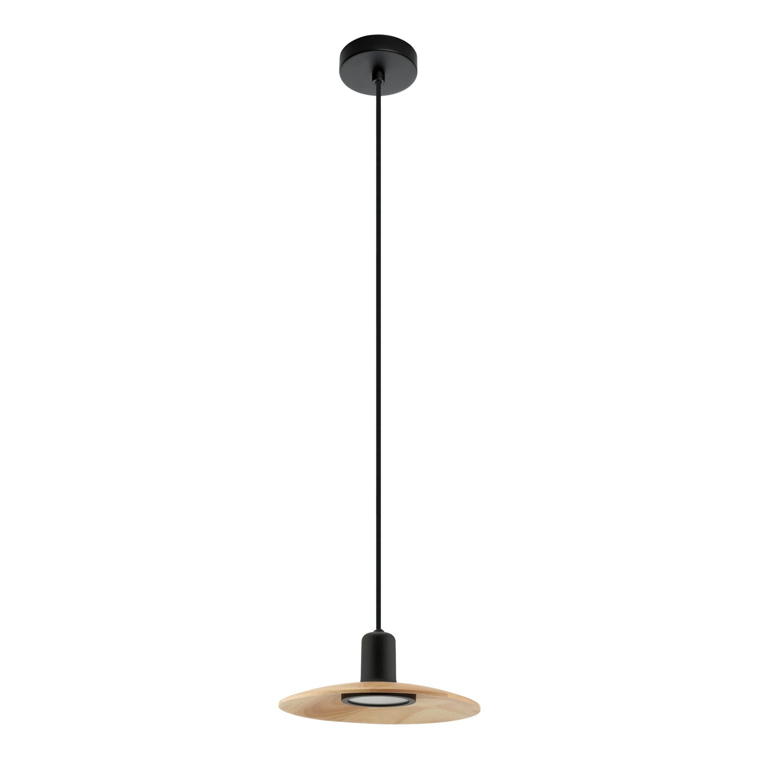 Mayazes Black and Timber 1-Light Modern Pendant