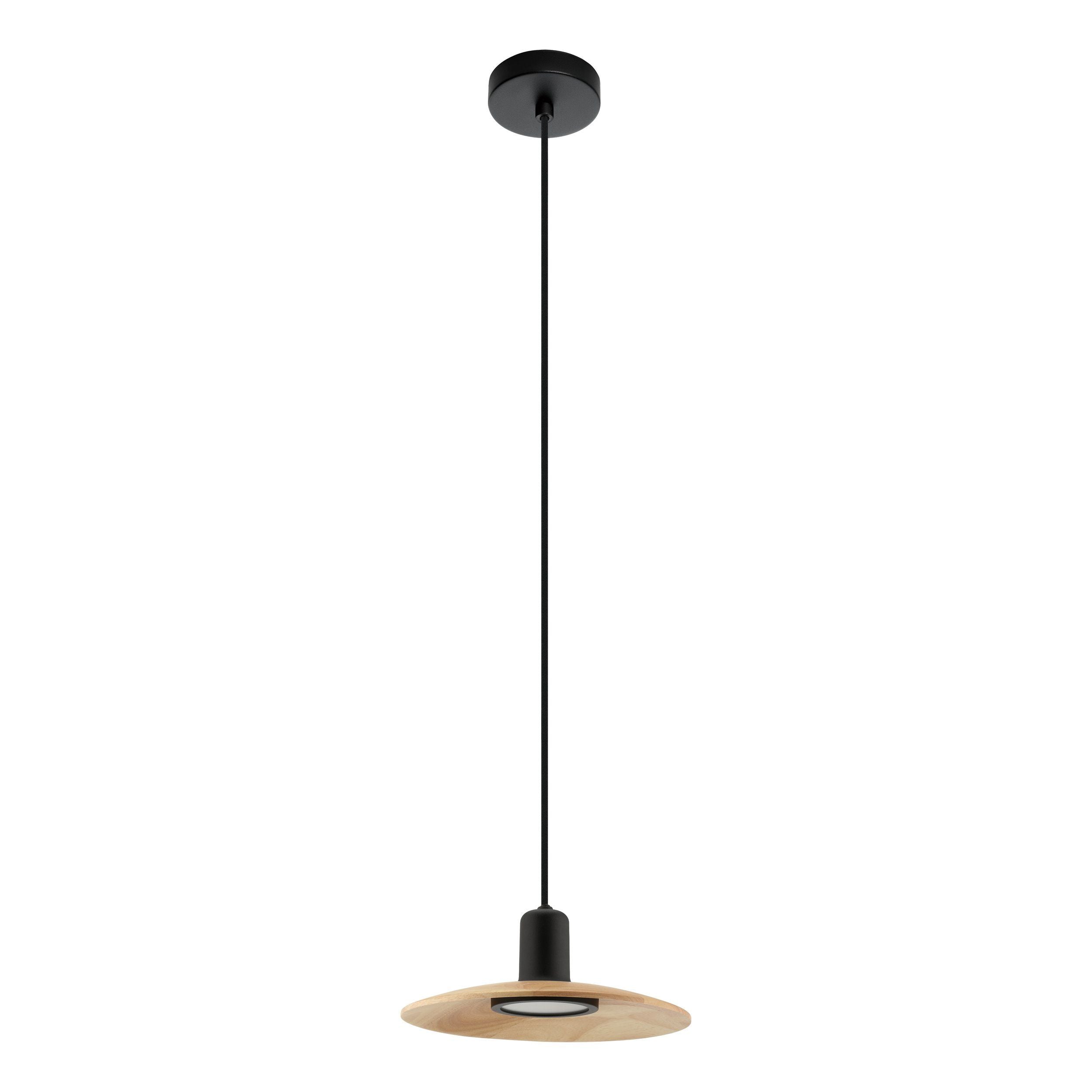 Mayazes Black and Timber 1-Light Modern Pendant