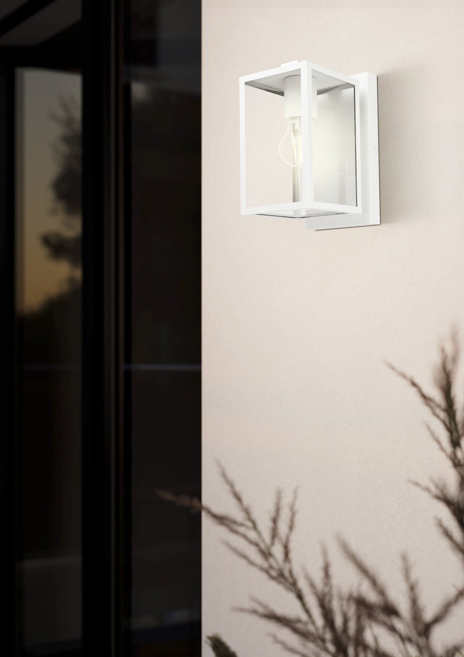 Budrone White and Glass Modern Outdoor Coach Light