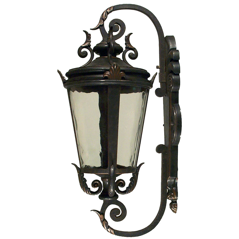 Albany Medium Ornate Wall Exterior Coach Light Antique Bronze with Amber Mottled Glass