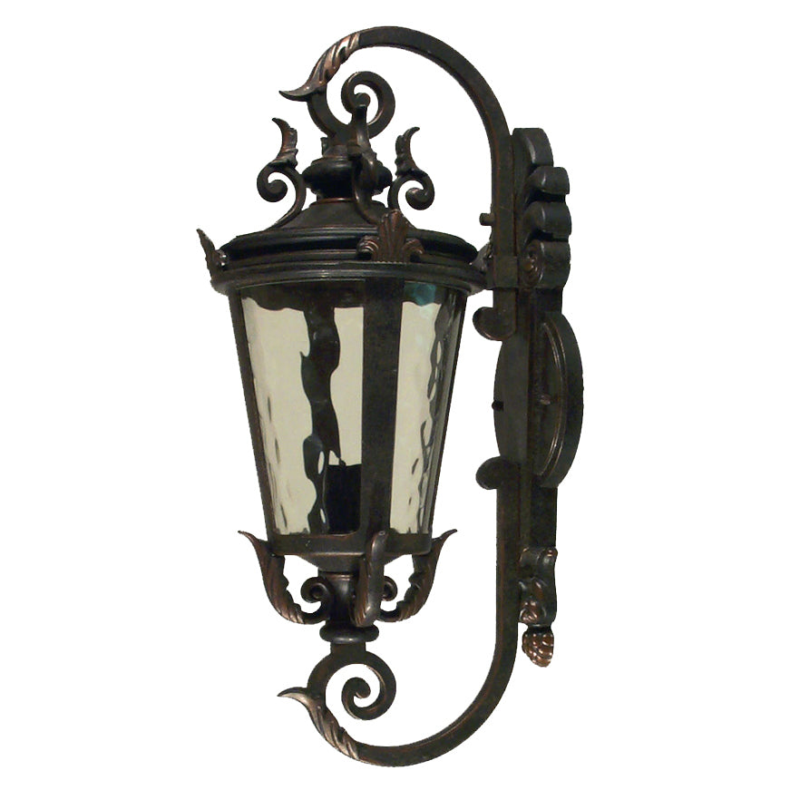 Albany Mini Ornate Wall Exterior Coach Light Antique Bronze with Amber Mottled Glass