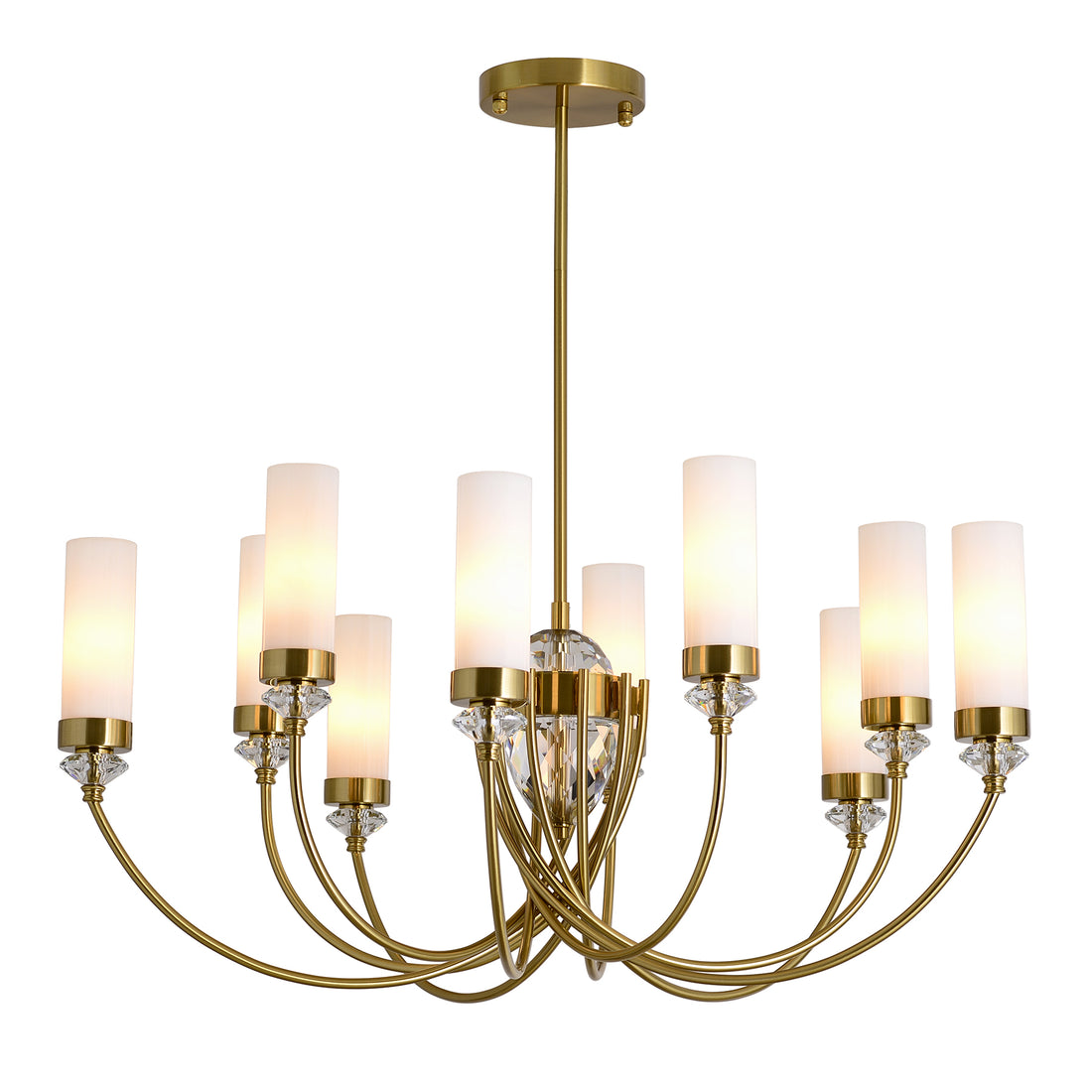 Alexandra 10-Light Brass With White Shade Classic Provincial Pendant