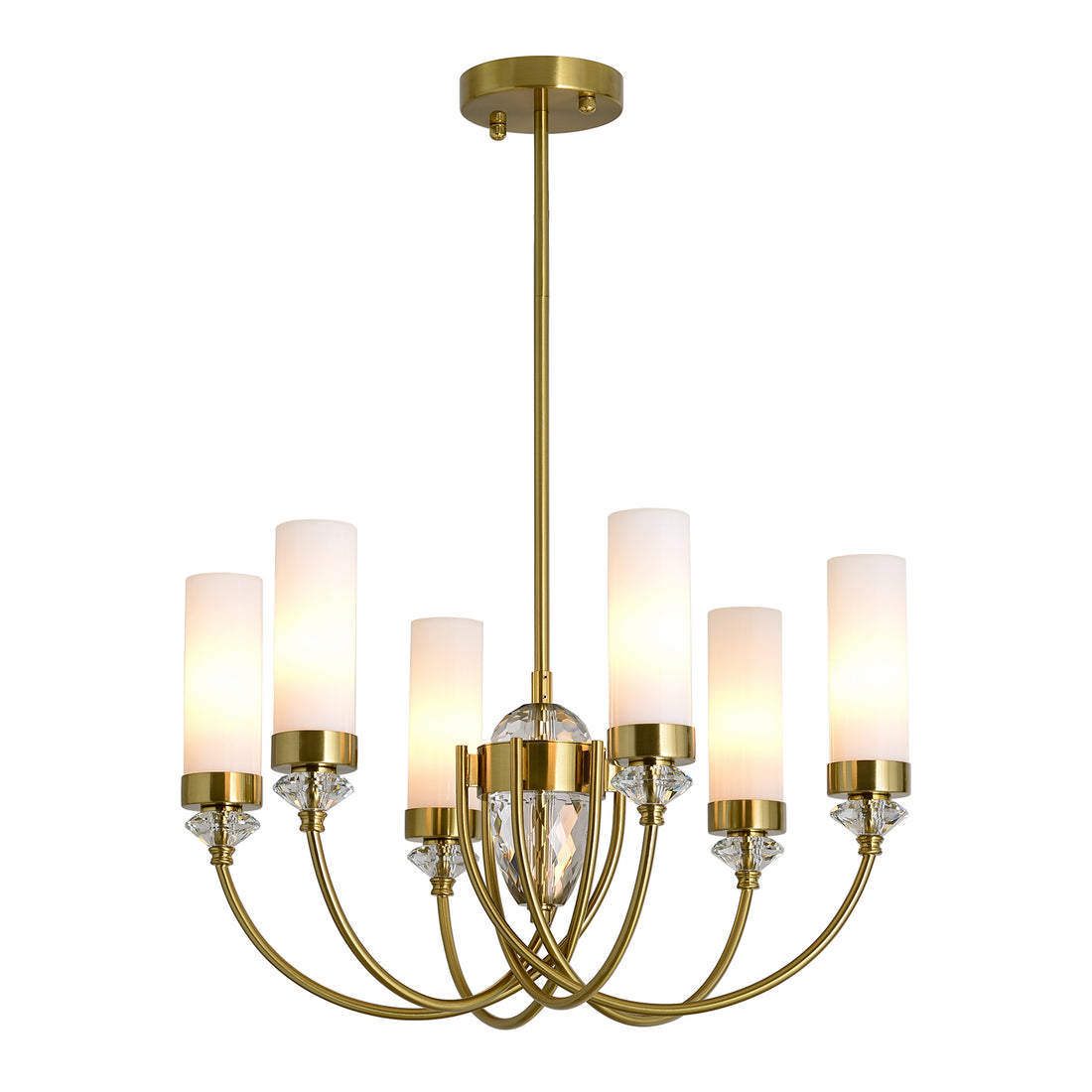 Alexandra 6-Light Brass With White Shade Classic Provincial Pendant