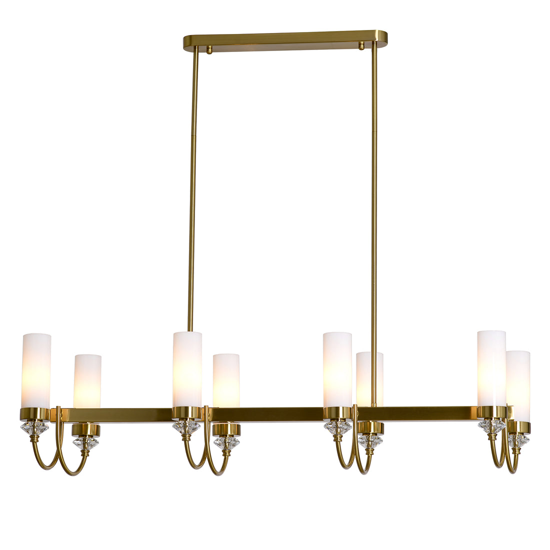 Alexandra 8-Light Rectangle Brass With White Shade Classic Provincial Pendant