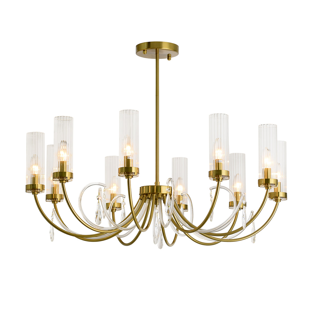 Amanda 10-Light Brass With Clear Shade Classic Provincial Pendant