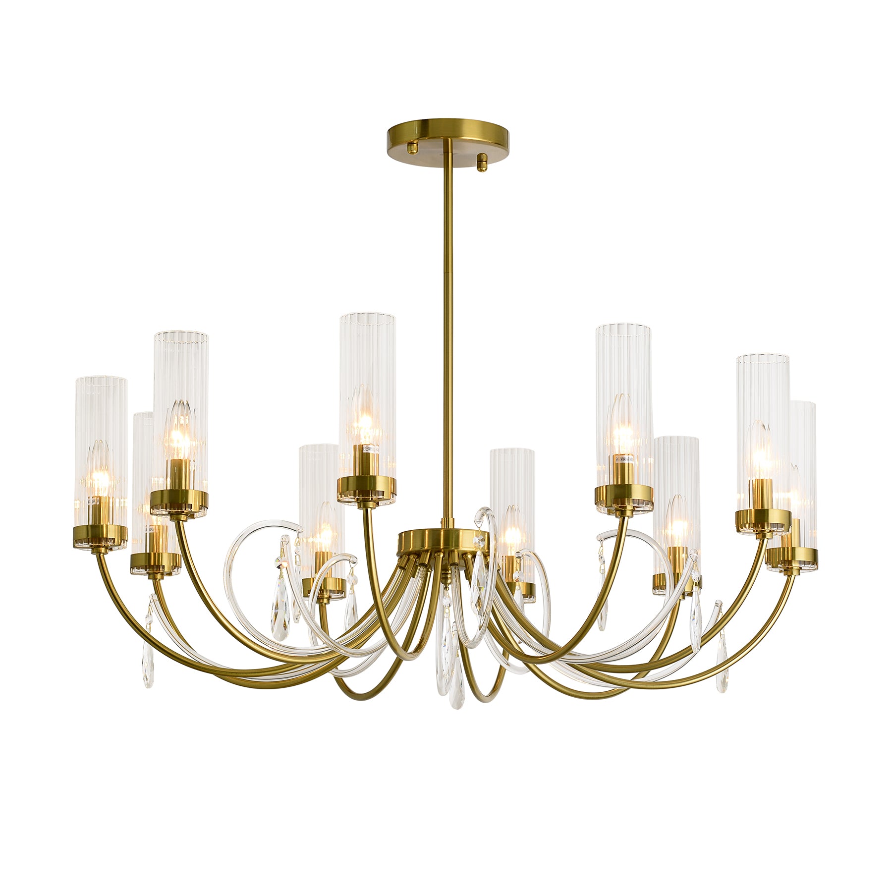 Amanda 10-Light Brass With Clear Shade Classic Provincial Pendant
