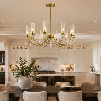 Amanda 10-Light Brass With Clear Shade Classic Provincial Pendant