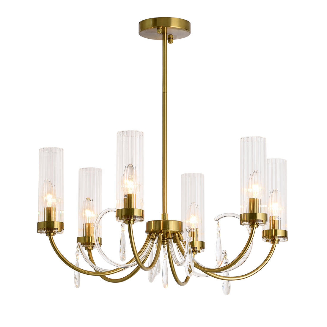 Amanda 6-Light Brass With Clear Shade Classic Provincial Pendant