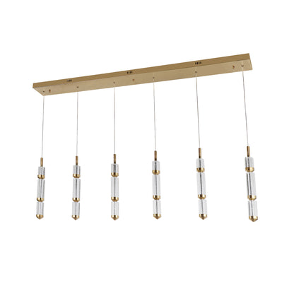 Athena 1500mm Linear Bubble Crystal with Gold Remote Controlled LED Contemporary Pendant