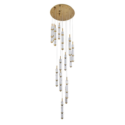 Athena 15 Light Round Bubble Crystal with Gold Remote Controlled LED Contemporary Pendant