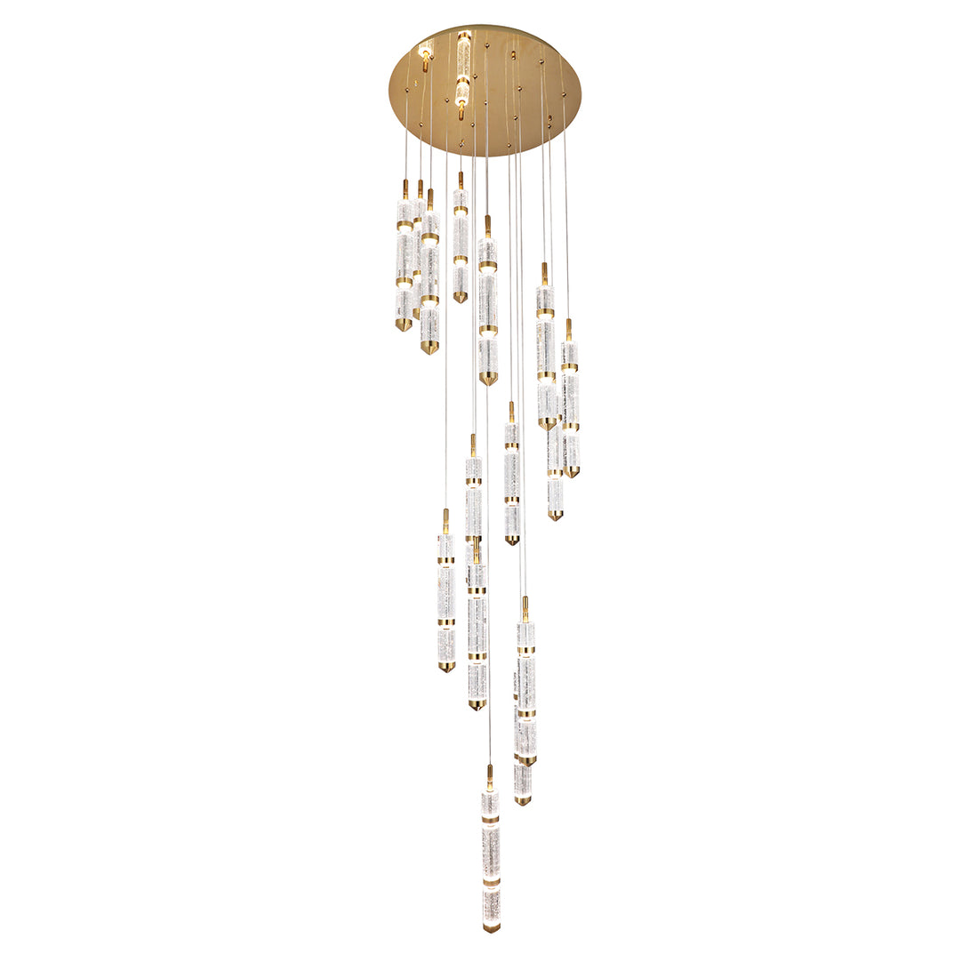 Athena 15 Light Round Bubble Crystal with Gold Remote Controlled LED Contemporary Pendant