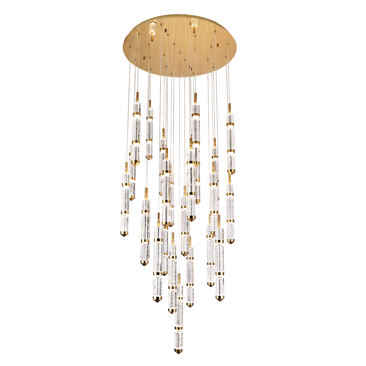 Athena 25 Light Round Bubble Crystal with Gold remote Controlled LED Contemporary Pendant