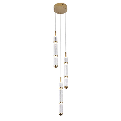 Athena 3 Light Round Bubble Crystal with Gold Remote Controlled LED Contemporary Pendant
