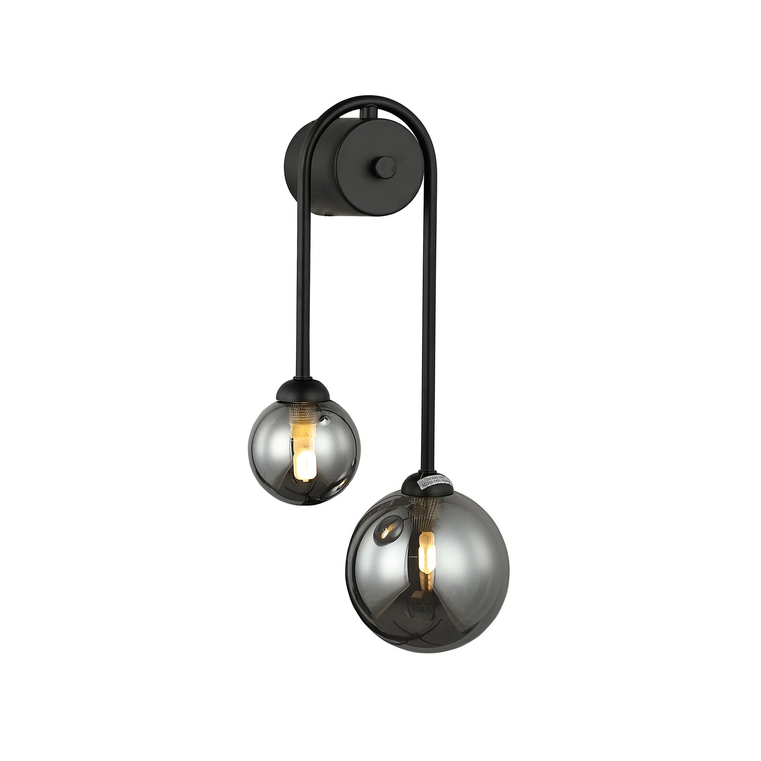 Avidi Right Black and Smoke Two Drop Modern Wall Light