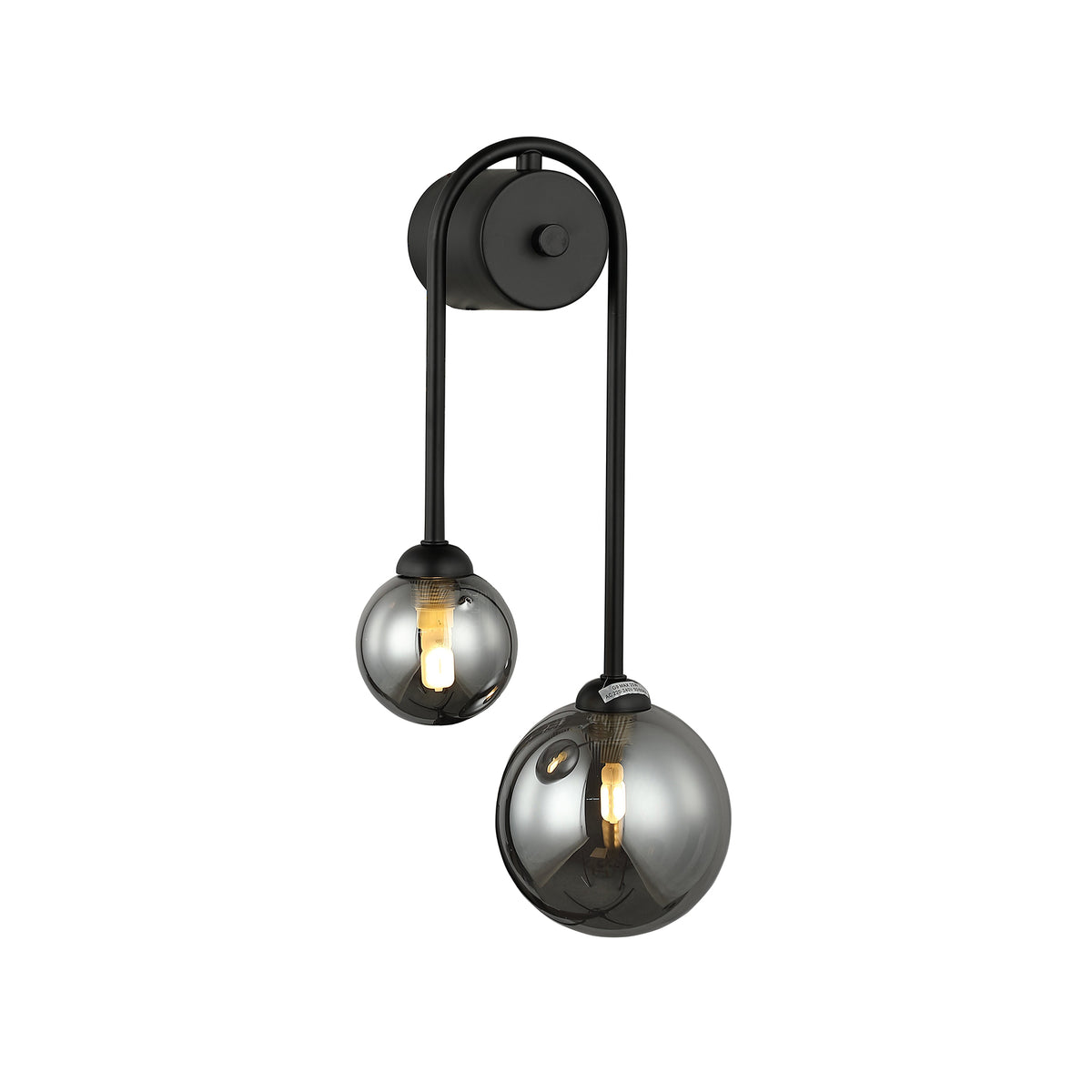 Avidi Right Black and Smoke Two Drop Modern Wall Light