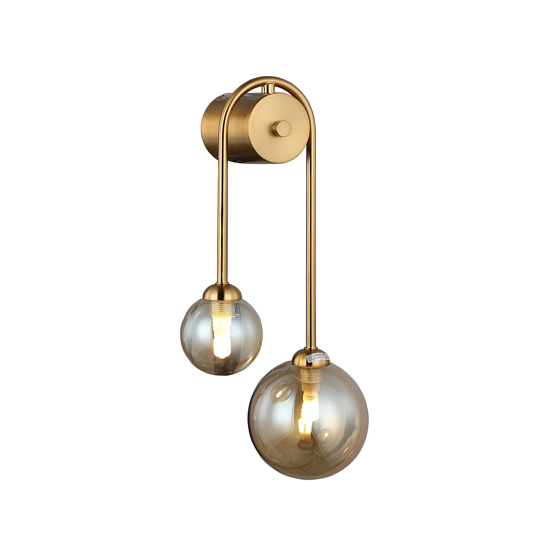 Avidi Right Bronze and Amber Two Drop Modern Wall Light