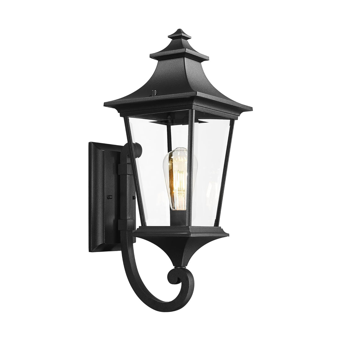 Burnley Medium Black with Clear Glass Traditional Outdoor Coach Light