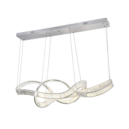 Calais 1600mm Chrome Modern Crystal Remote Controlled Tri-Colour LED Pendant