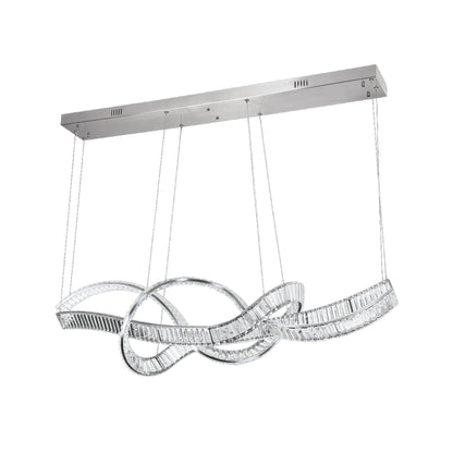 Calais 1600mm Chrome Modern Crystal Remote Controlled Tri-Colour LED Pendant