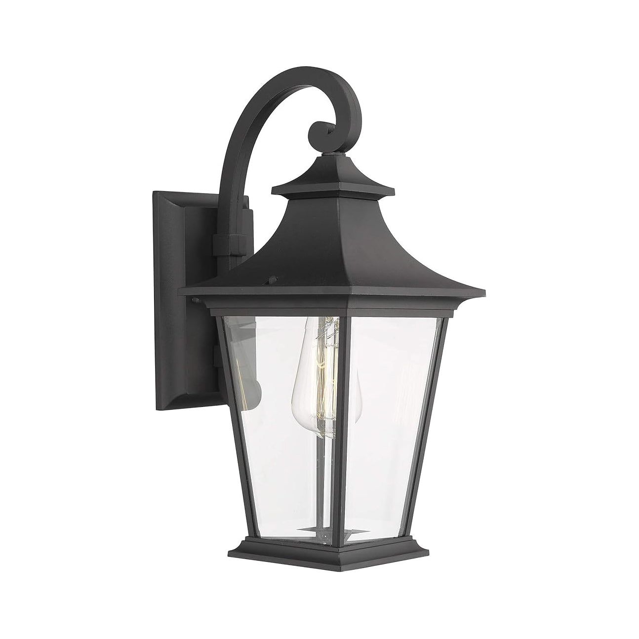 Carlisle Medium Black with Clear Glass Traditional Outdoor Coach Light