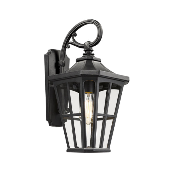 Croydon Medium Black with Clear Glass Traditional Outdoor Coach Light