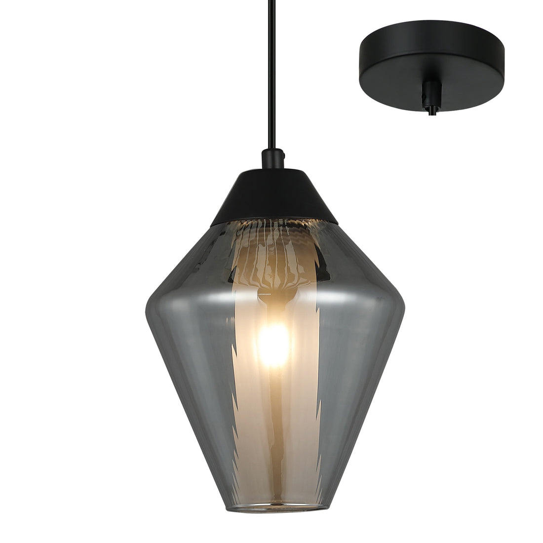 Darius Black and Smoke 1 Light Modern Pendant