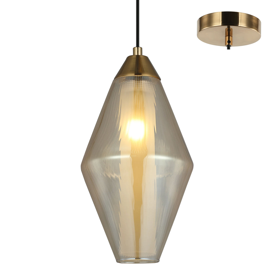 Daroca Bronze and Amber 1 Light Modern Pendant