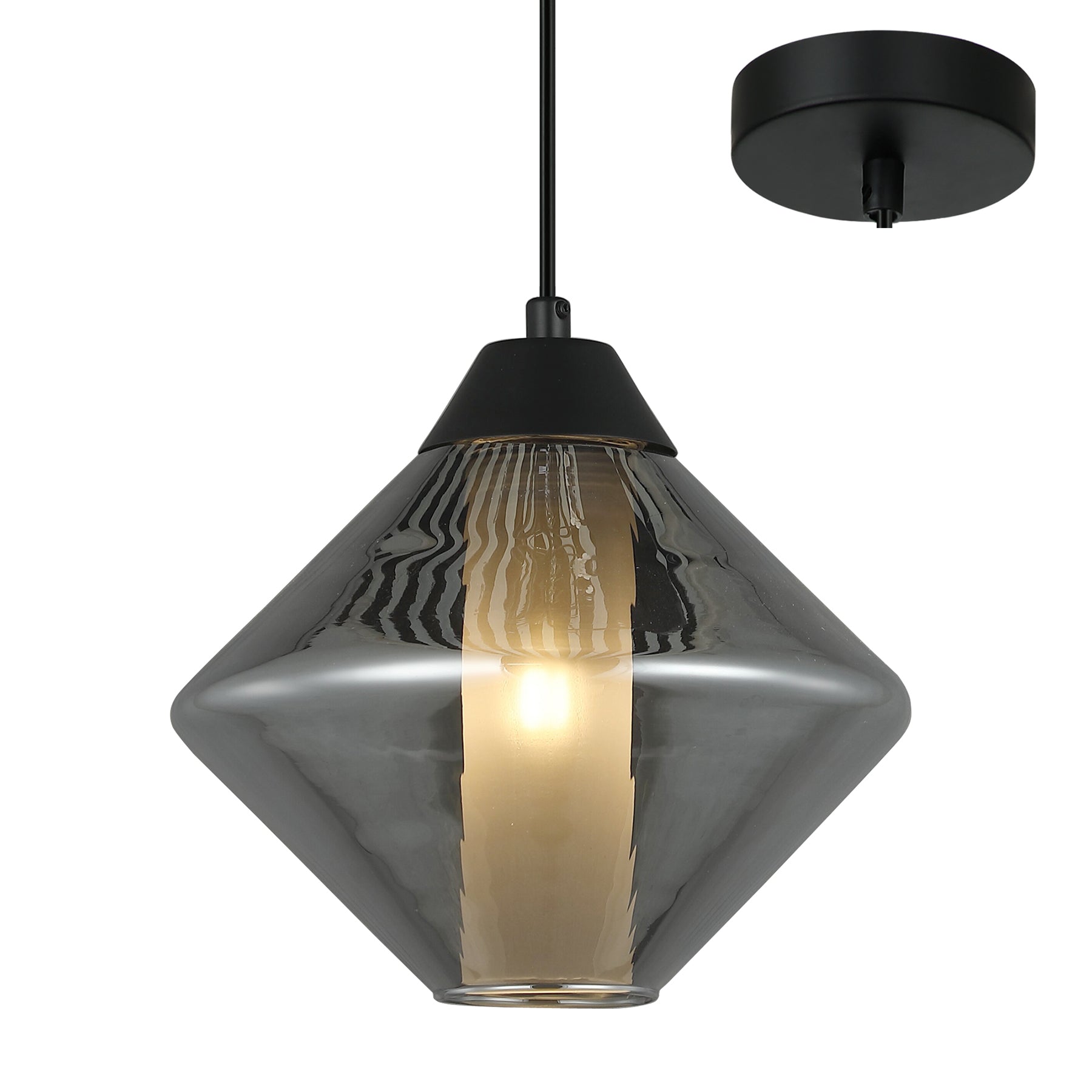 Demonte Black and Smoke 1 Light Modern Pendant