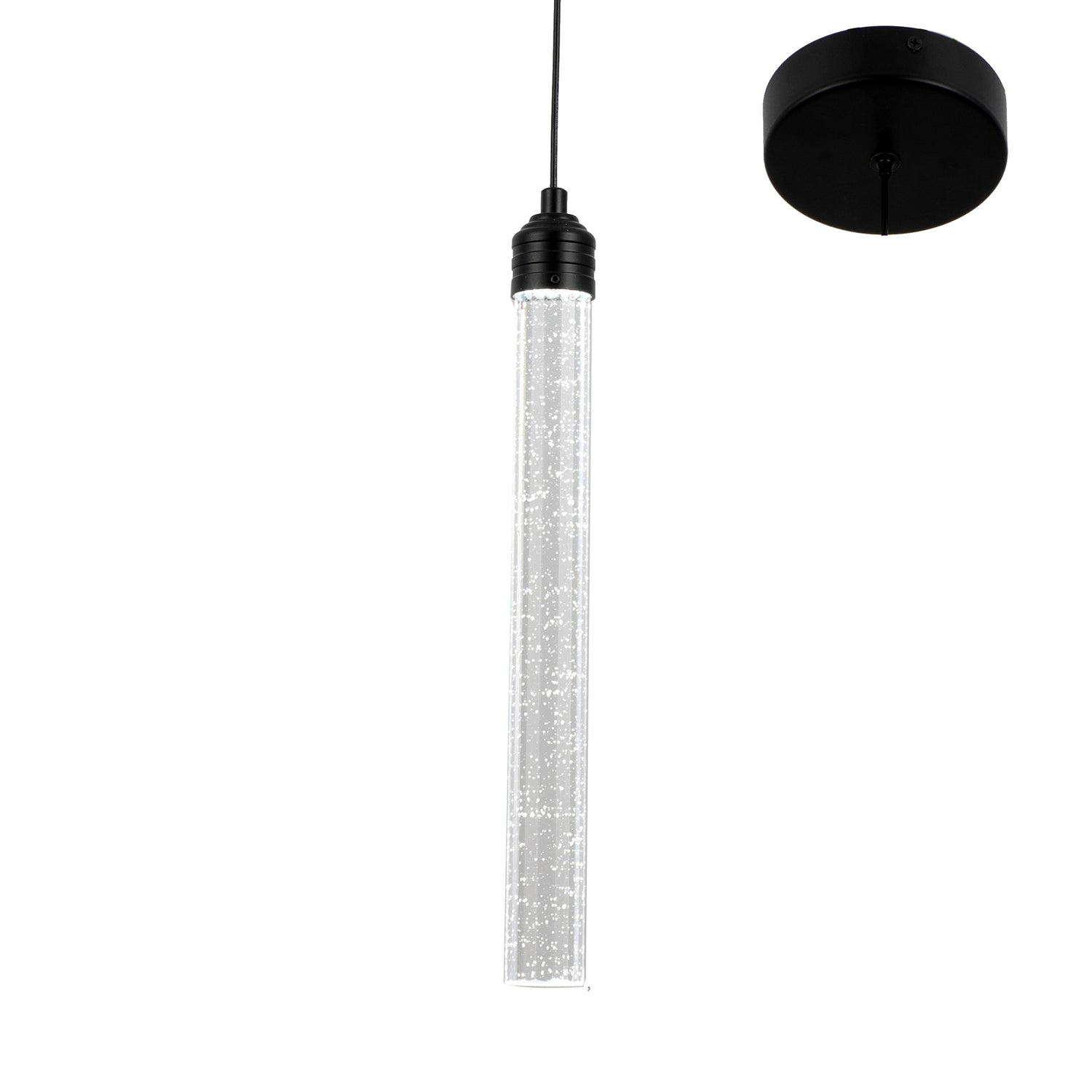 Desiree Black and Bubble Glass 1-Light Tri-Colour LED Pendant