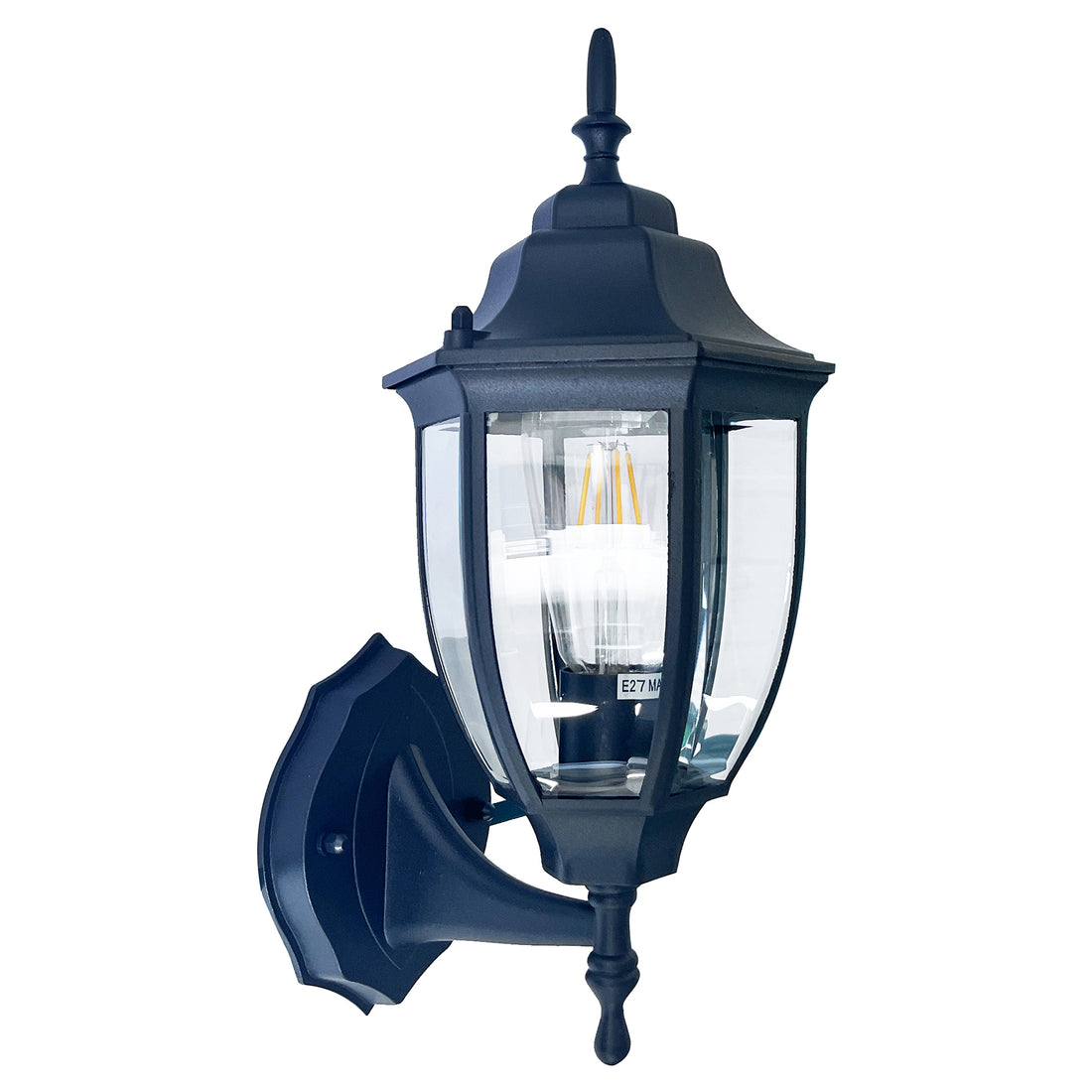 Essex Up Black with Clear Beveled Glass Traditional Outdoor Coach Light