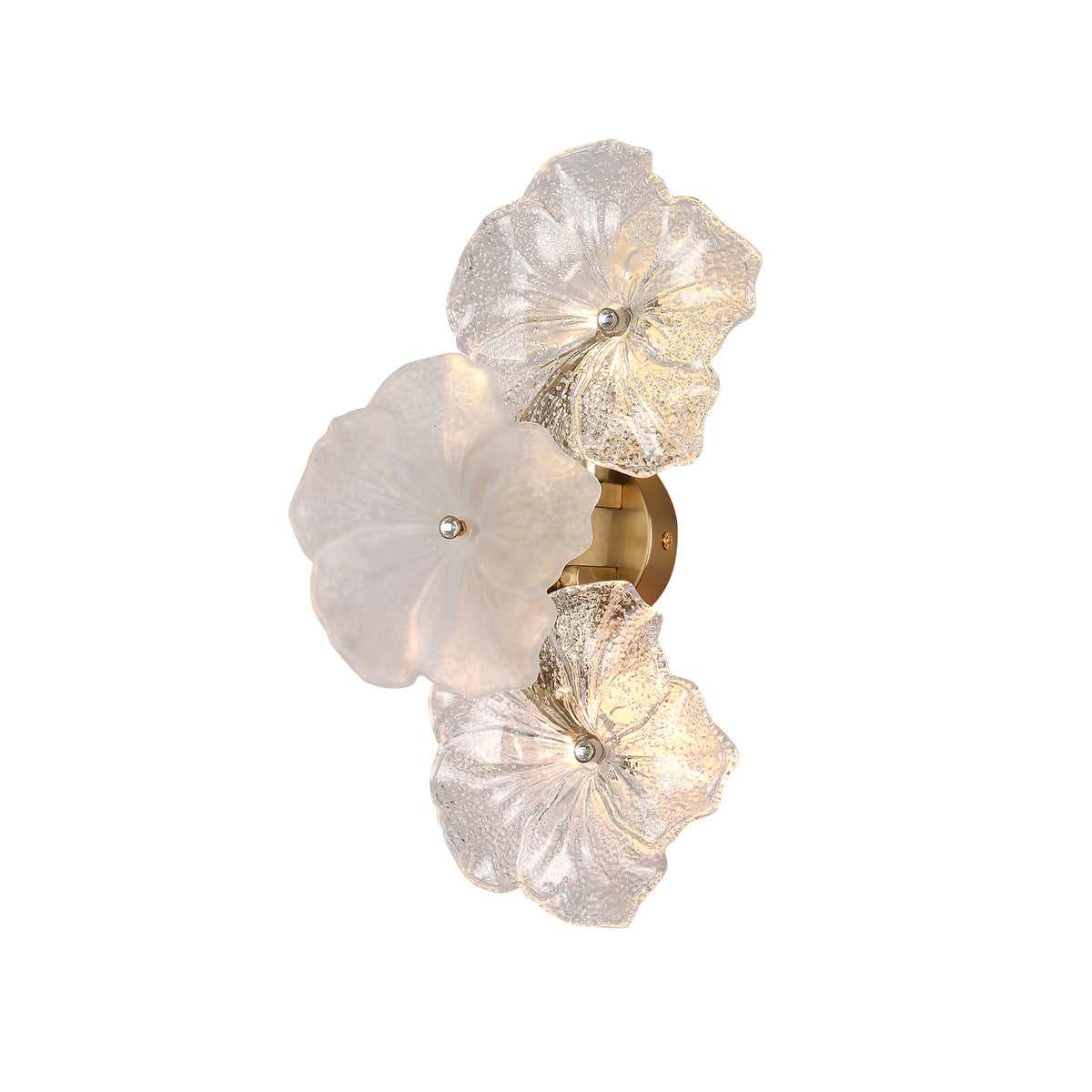 Florian 3 Piece Classic Leaf-Look Glass Wall Light