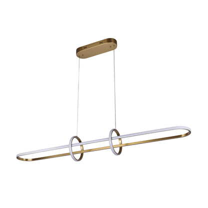Gemini Antique Brass LED Tri-Colour 1500mm Contemporary Remote Control Linear Horizontal Ring Pendant