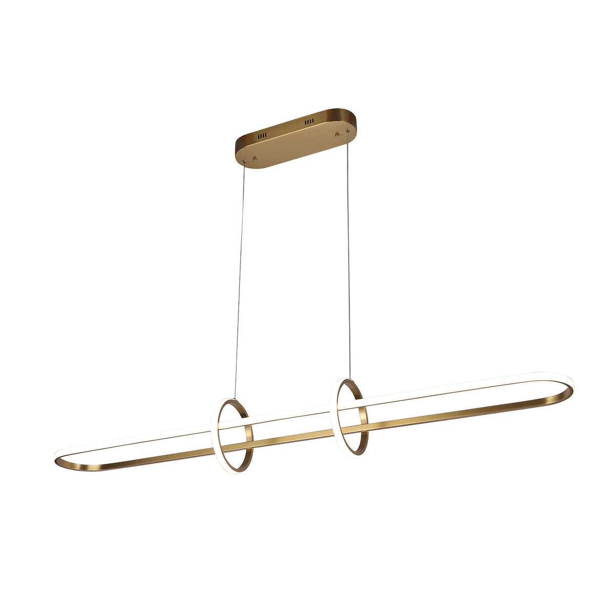 Gemini Antique Brass LED Tri-Colour 1500mm Contemporary Remote Control Linear Horizontal Ring Pendant