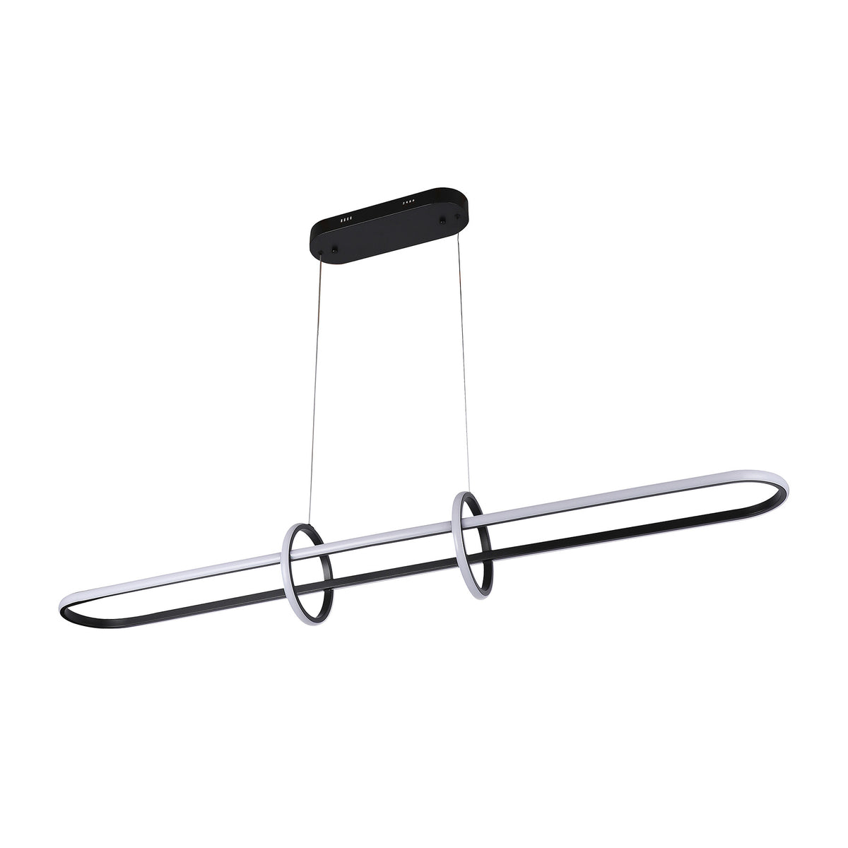 Gemini Black LED Tri-Colour 1500mm Contemporary Remote Control Linear Horizontal Ring Pendant