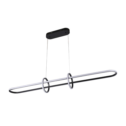 Gemini Black LED Tri-Colour 1500mm Contemporary Remote Control Linear Horizontal Ring Pendant