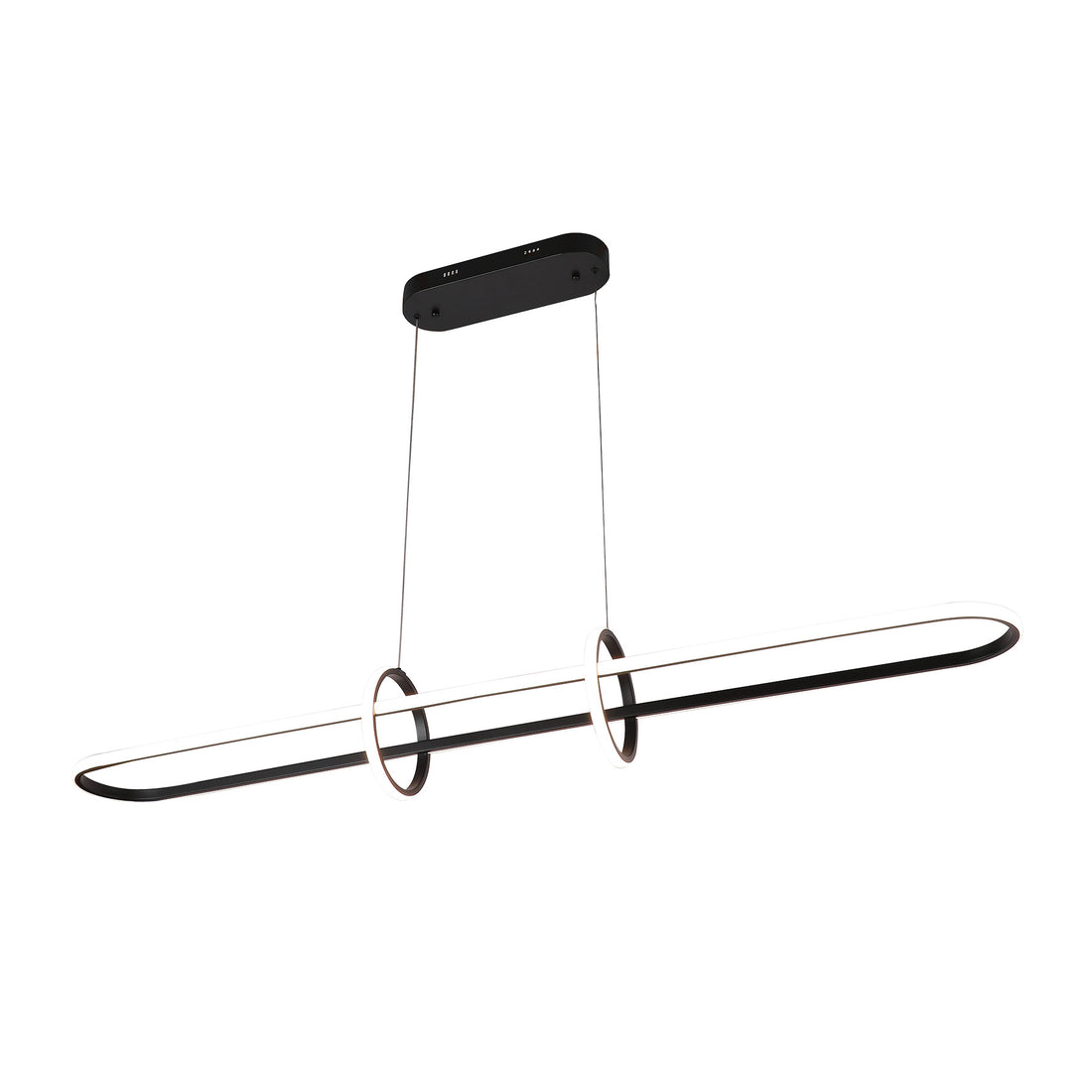 Gemini Black LED Tri-Colour 1500mm Contemporary Remote Control Linear Horizontal Ring Pendant