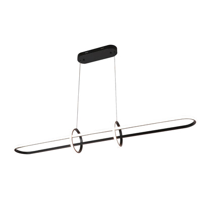 Gemini Black LED Tri-Colour 1500mm Contemporary Remote Control Linear Horizontal Ring Pendant