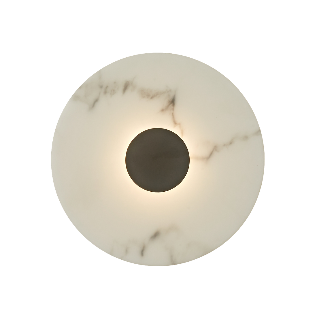 Gabriel 200 Black Round Marble-Look Polyresin Wall Light