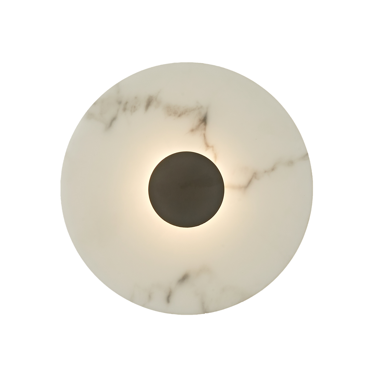 Gabriel 200 Black Round Marble-Look Polyresin Wall Light