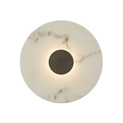 Gabriel 200 Black Round Marble-Look Polyresin Wall Light