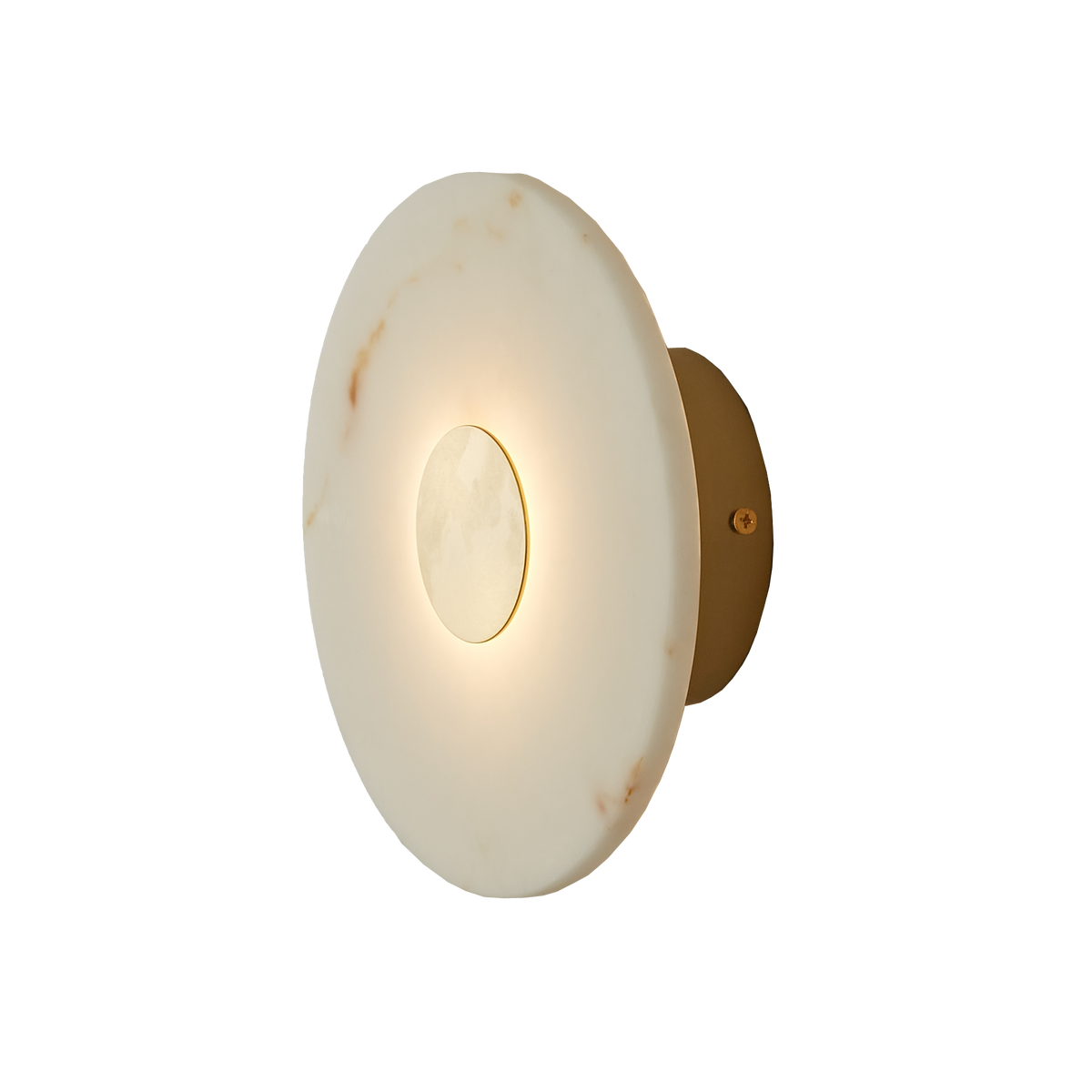 Gabriel 200 Antique Brass Round Marble-Look Polyresin Wall Light