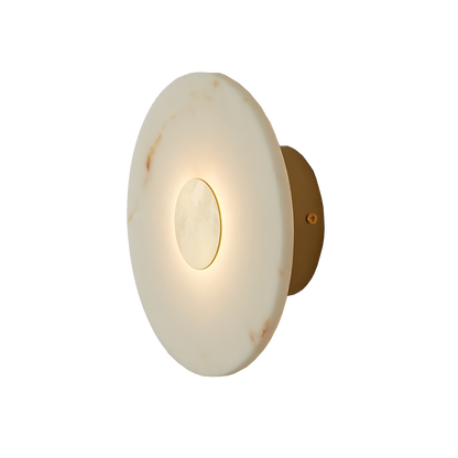 Gabriel 200 Antique Brass Round Marble-Look Polyresin Wall Light