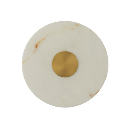 Gabriel 200 Antique Brass Round Marble-Look Polyresin Wall Light