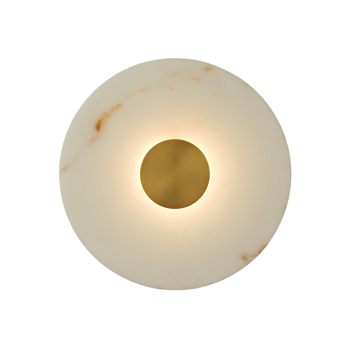 Gabriel 200 Antique Brass Round Marble-Look Polyresin Wall Light